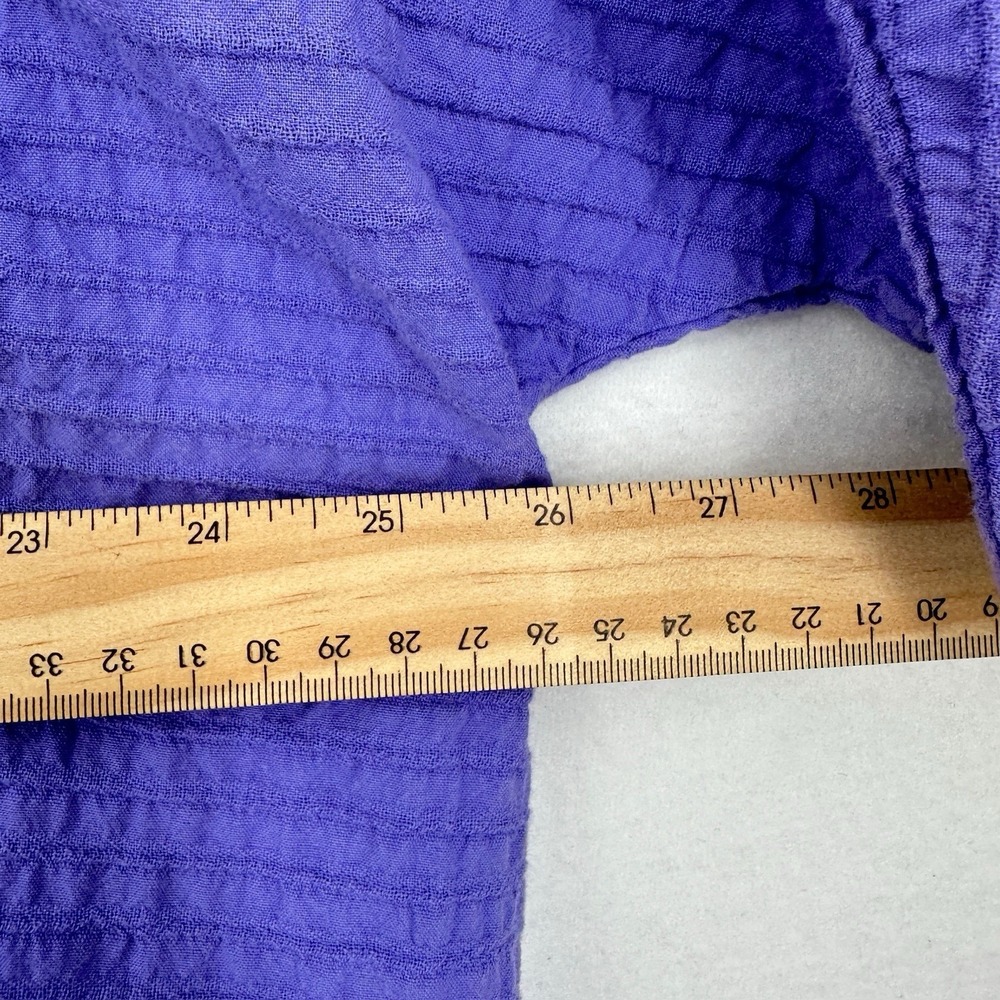 Vtg Ezze Wear Top Women 1X V-Neck Half Sleeve Boxy Tunic Asymmetric Gauzy Purple - Picture 6 of 9
